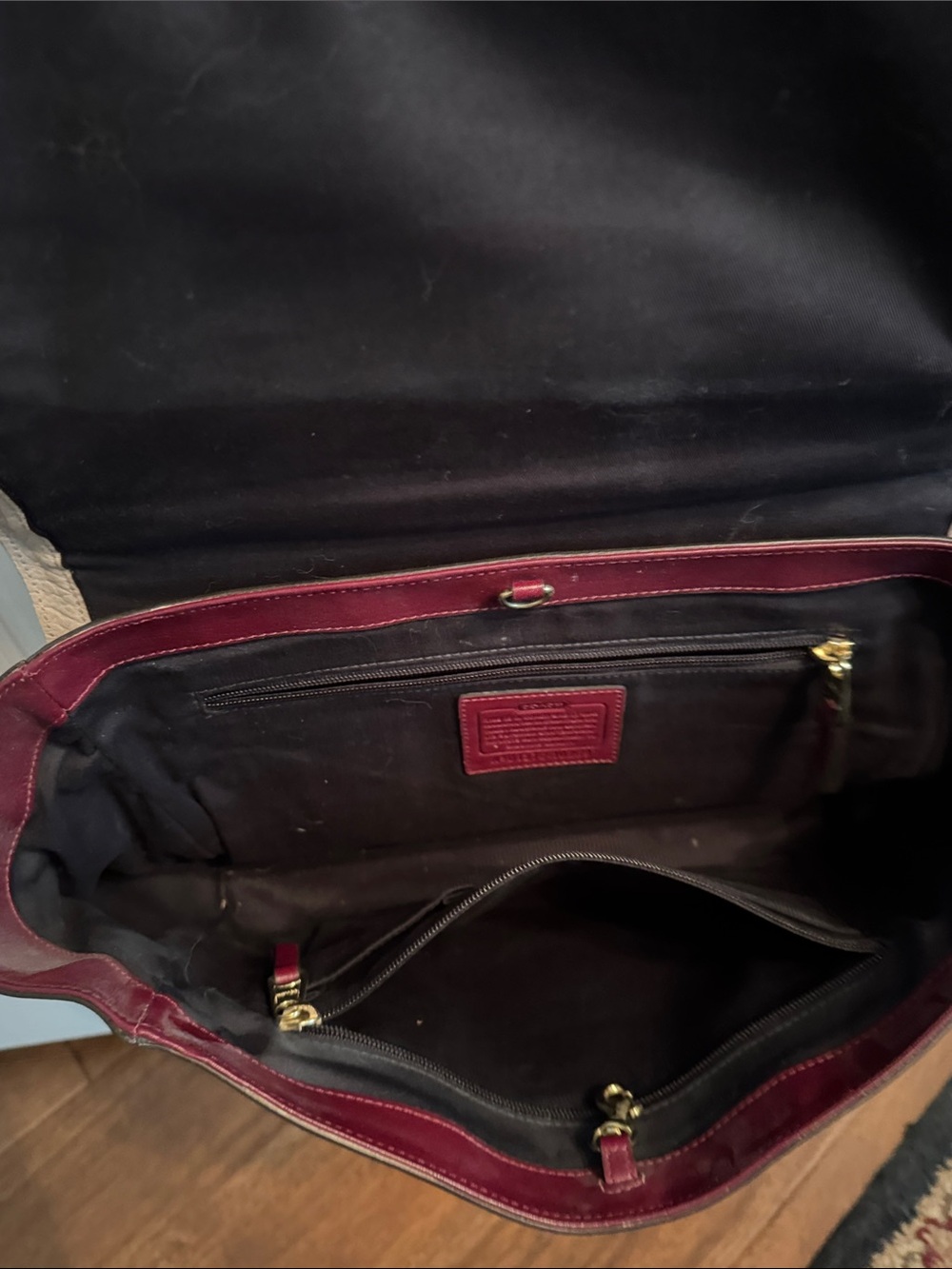 Coach Leopard-Print Crossbody Bag in Burgundy and Cream - Picture 5 of 9